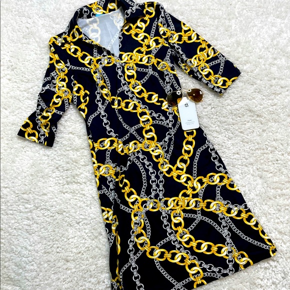 J. McLaughlin Catalina Shift Dress Chain Print